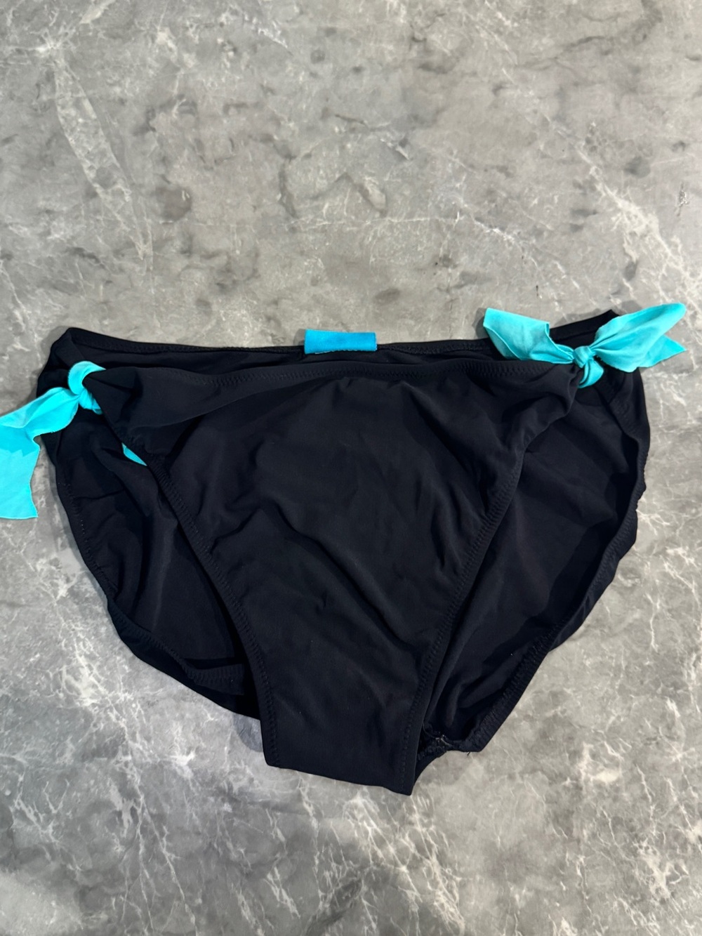 Profile by gottex Black Bikini Bottom with Turquoise Side Ties - Women's SzM